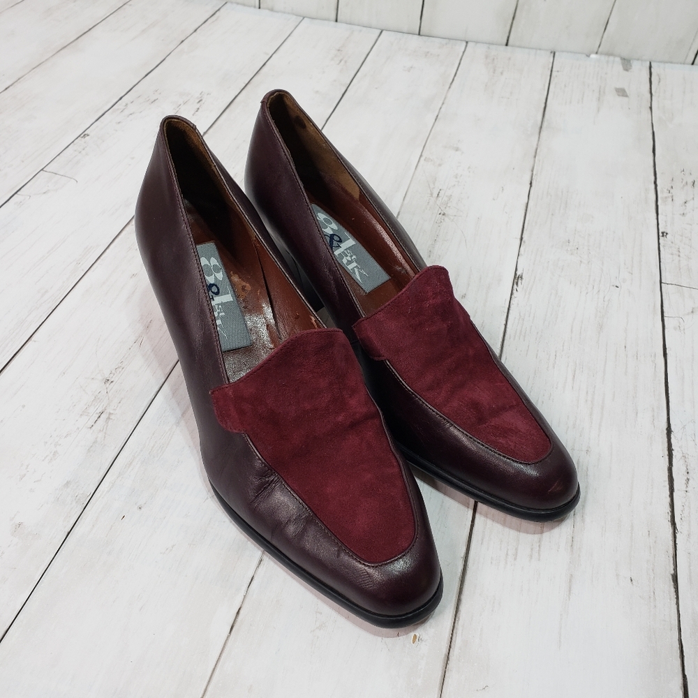 Vintage 81st & Park Burgundy Leather Heeled Slip O